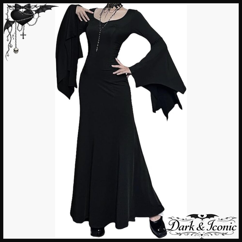 Mermaid Maxi Dress Sweetheart Neckline Stretchy Fabric Long Sleeve